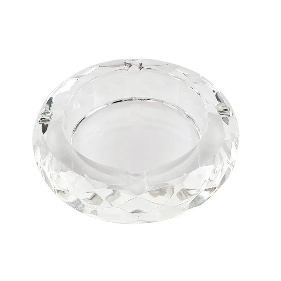 AFG Distribution Canada Glass Crystal Ashtray - Round Multi Faceted — Accessories