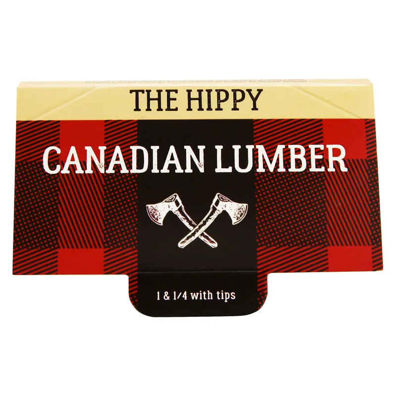 Canadian Lumber Hippy Unbleached Hemp & Flax Rolling Papers with Tips -  1 1/4" - Single Feed — Accessories
