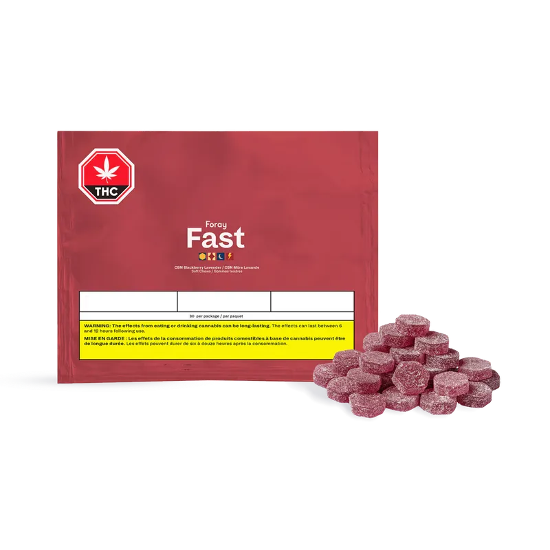 Foray Fast CBN Blackberry Lavender Soft Chews — Edibles