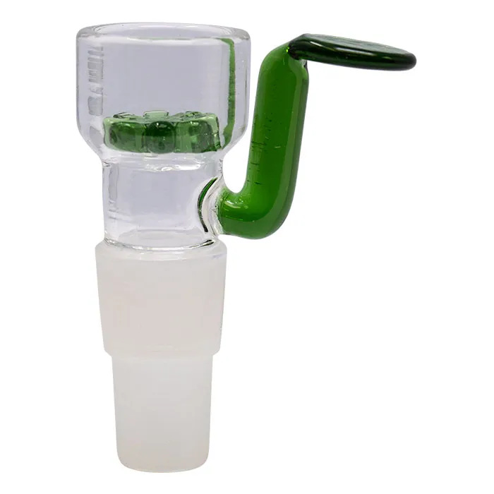 Maple Craft, Inc. Glass Bowl With In Built Screen And Angled Handle - Green -  14mm — Accessories