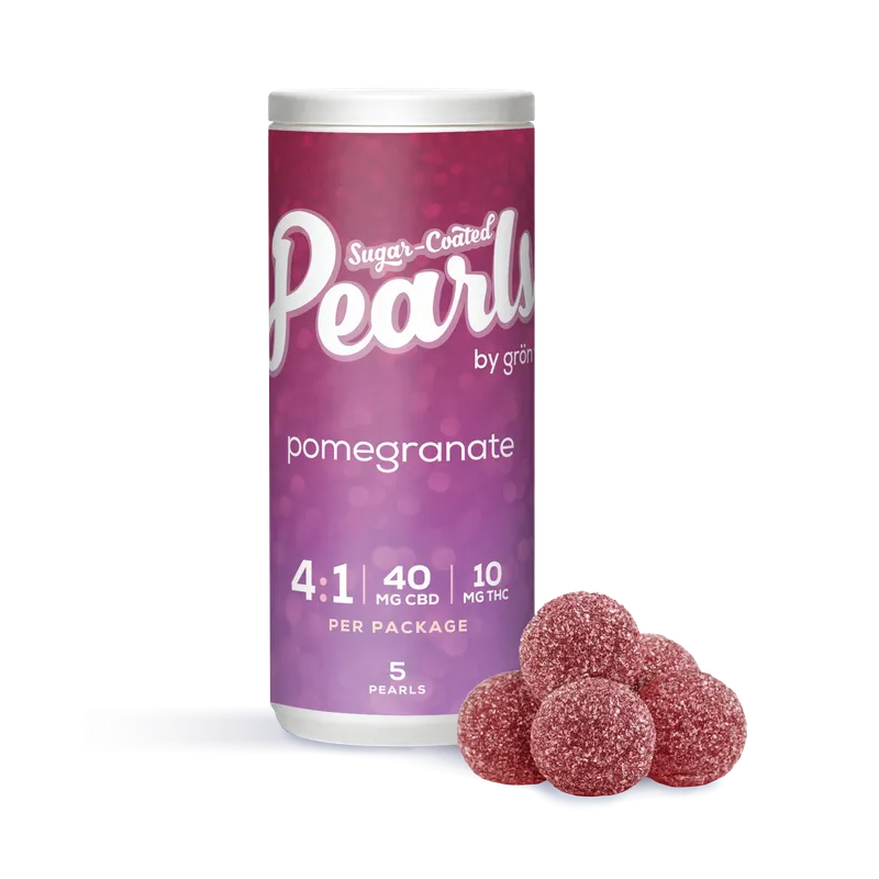 Pearls Pomegranate 4:1 CBD/THC Gummies — Edibles