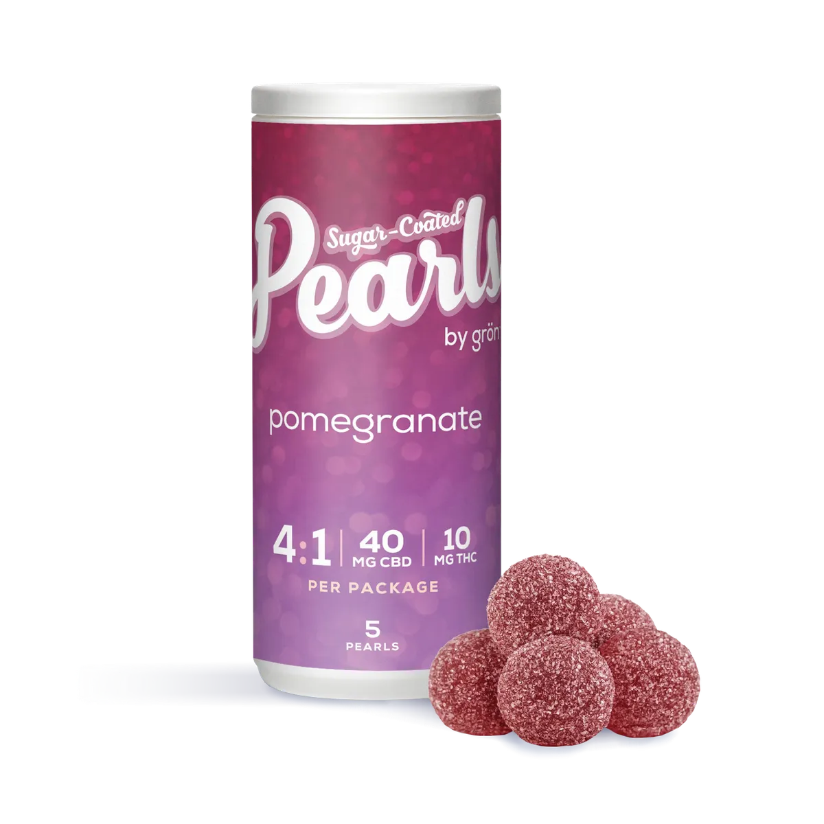 Pearls Pomegranate 4:1 CBD/THC Gummies — Edibles