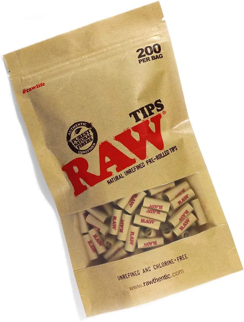 RAW Natural Unrefined Pre-Rolled Tips - 200/bag — Accessories