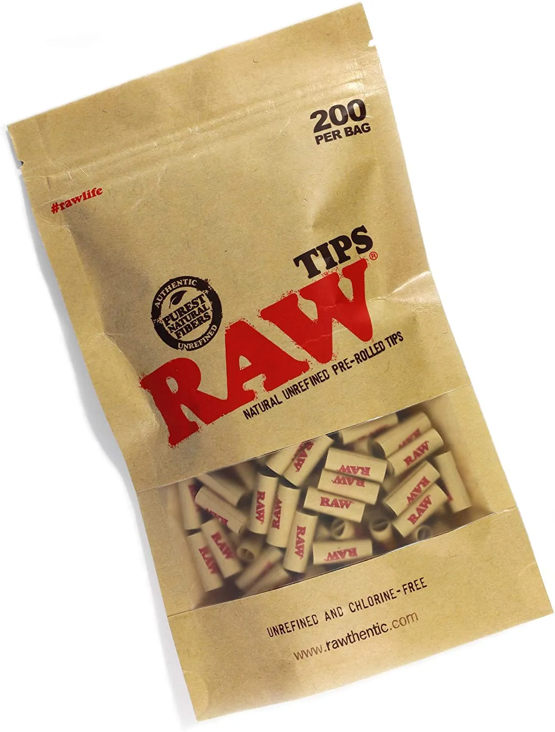 RAW Natural Unrefined Pre-Rolled Tips - 200/bag — Accessories